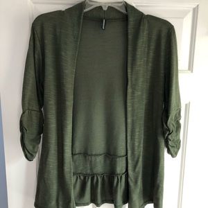 Green Ruffled Cardigan